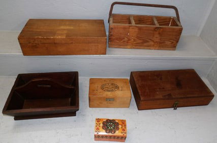 Lot of Wood Boxes & Trays
