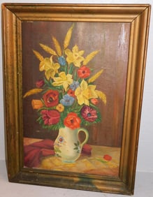 Antique Framed Oil on Canvas Still Life Artist Signed