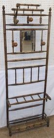 Antique Maple Faux Bamboo Hall Tree, As Found