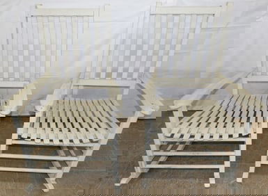 Two Painted Wood Outdoor Rockers