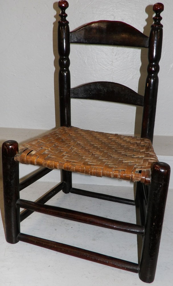 19th Century Original Finish & Seat Child's Ladder Back Chair (1 of 5)