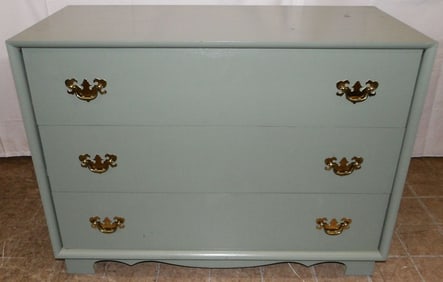 Painted Three Drawer Chest with Brass Pulls