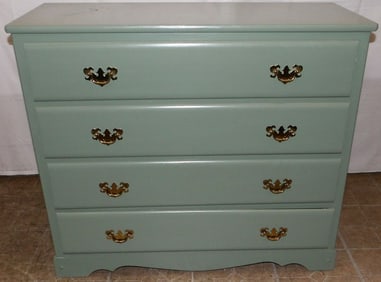 Painted Four Drawer Chest with Brass Pulls