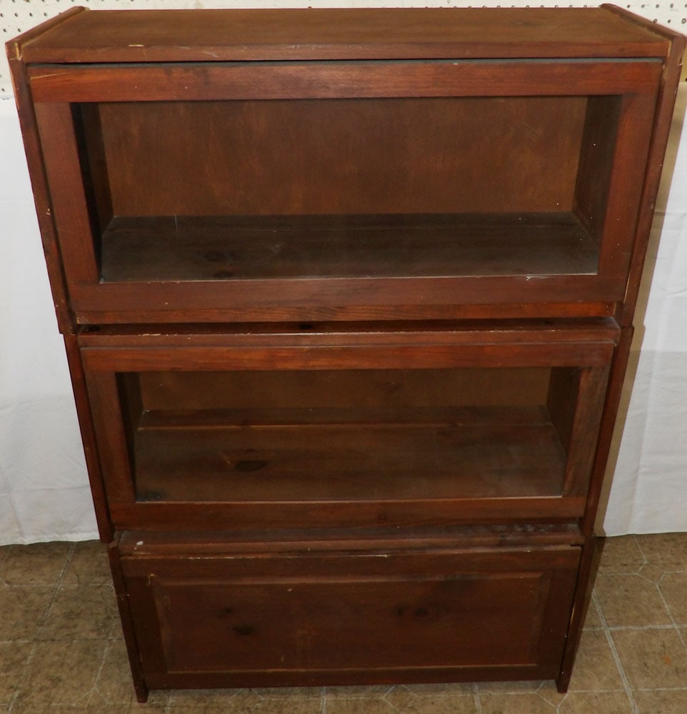 Pine Three Section Barrister Style Bookcase (1 of 6)