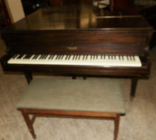 Antique Walnut Baby Grand Piano by Cable & Sons