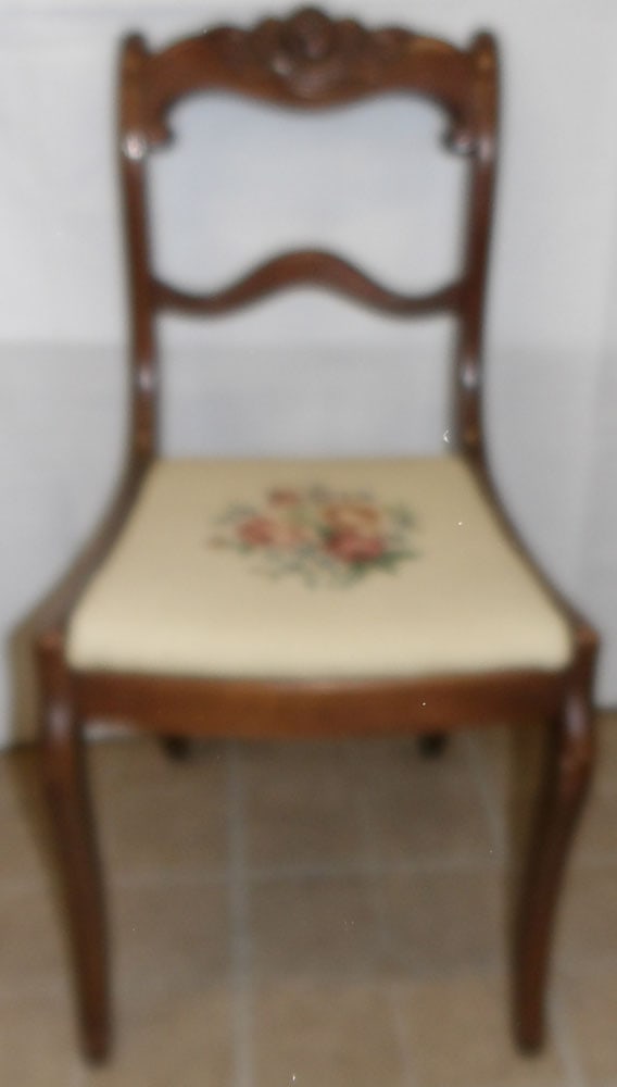 Mahogany  Needlepoint Seat Side Chair (1 of 4)
