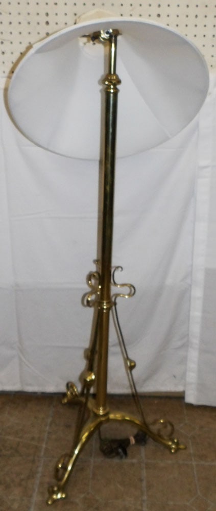 Brass Floor Lamp, (As Is): Brass Floor Lamp, (As Is). 47" H "ALL DESCRIPTIONS AND ANY CONDITION STATEMENT GIVEN BY LANGSTON AUCTION GALLERY ARE STRICTLY OPINIONS AND LANGSTON'S SHALL HAVE NO RESPONSIBILITY FOR ERRORS OR OMISSIO