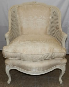 French Painted Wood & Cane Bergere
