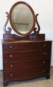 Mahogany Two Over Four Drawer Dresser with Mirror by Continental Furniture