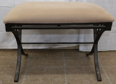 Painted Metal & Upholstered Top Bench