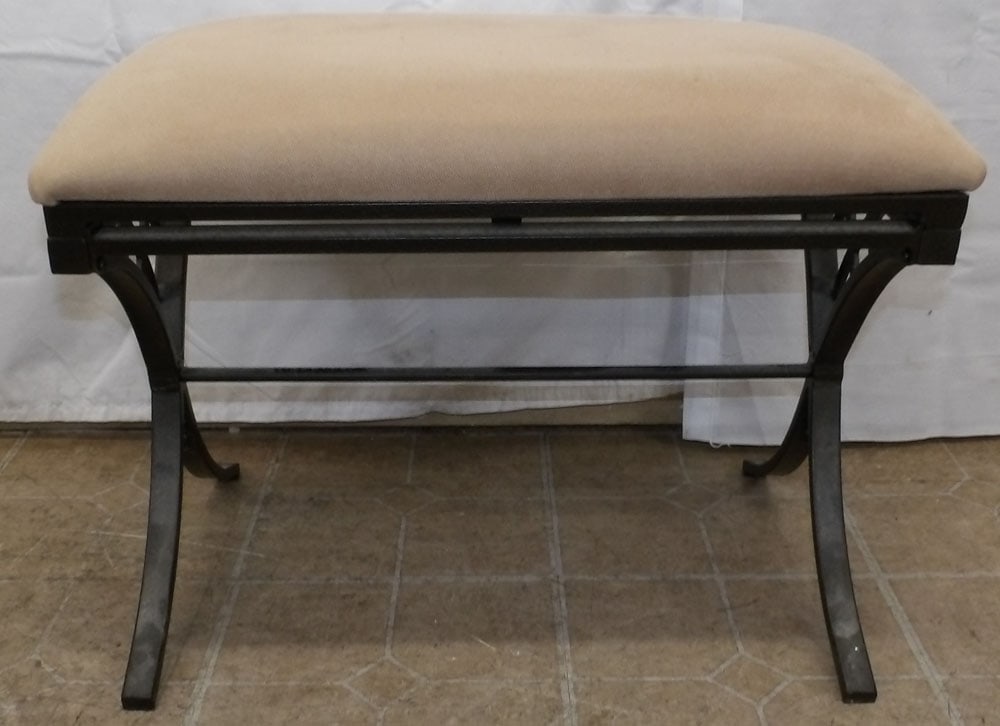 Painted Metal & Upholstered Top Bench (1 of 3)
