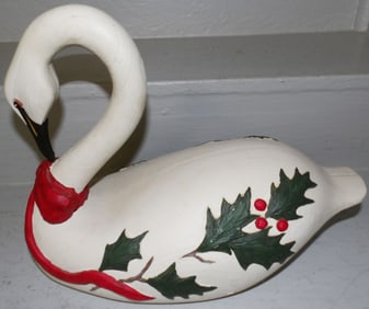 Painted Resin Christmas Swan by Robin McDaniels