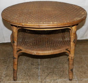 Rattan Two Tier Tea Table