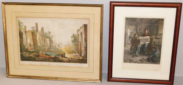 Two Framed Colored Engravings