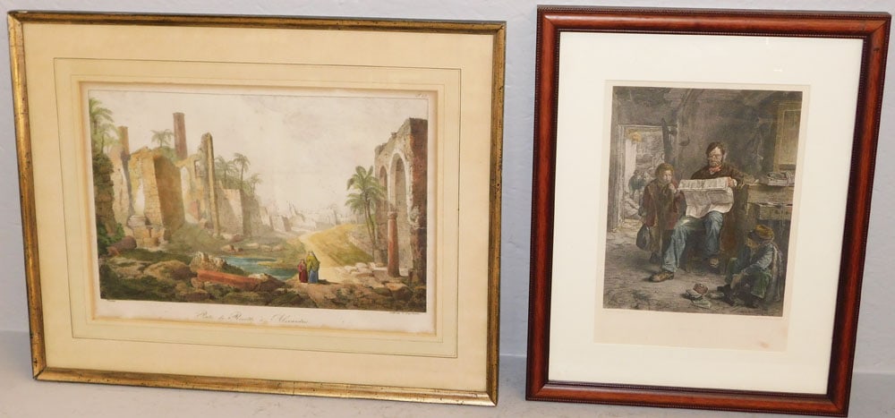 Two Framed Colored Engravings (1 of 6)