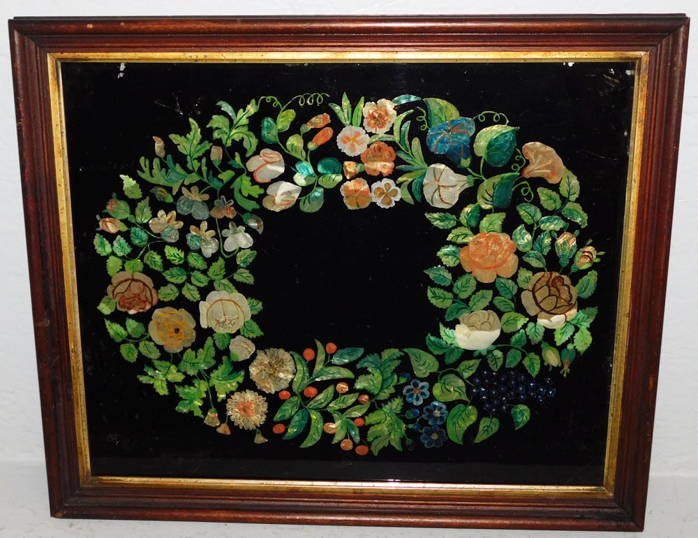 Antique Reverse Painted on Glass Panel (1 of 4)