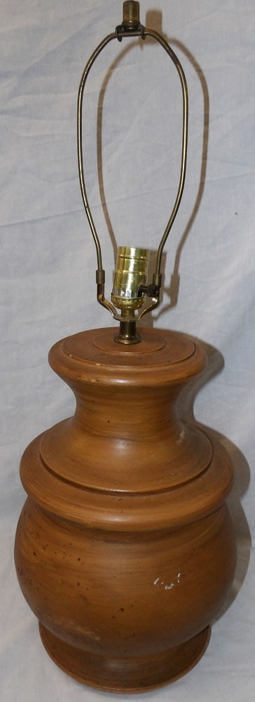 Pottery Lamp: Pottery Lamp . 26" H 9 1/2" Dia "ALL DESCRIPTIONS AND ANY CONDITION STATEMENT GIVEN BY LANGSTON AUCTION GALLERY ARE STRICTLY OPINIONS AND LANGSTON'S SHALL HAVE NO RESPONSIBILITY FOR ERRORS OR OMISSION