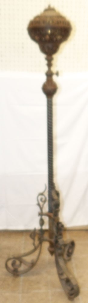 Antique Cast Iron & Brass Floor Lamp, (As Is) (1 of 4)