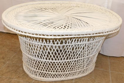 Painted Rattan Ottoman