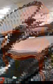 Carved Walnut Victorian Arm Chair