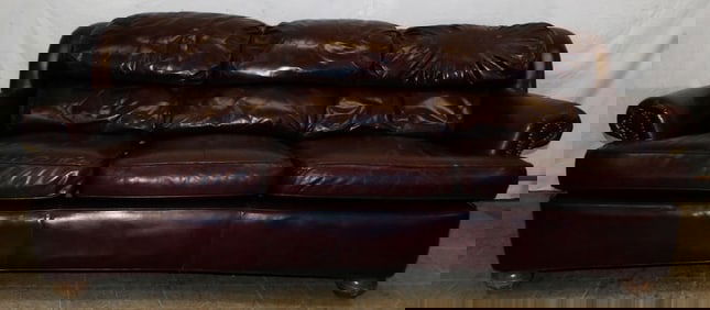 Leather Upholstered Sofa, (As Is)