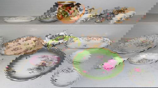 Lot of Antique Hand Painted Porcelain Items