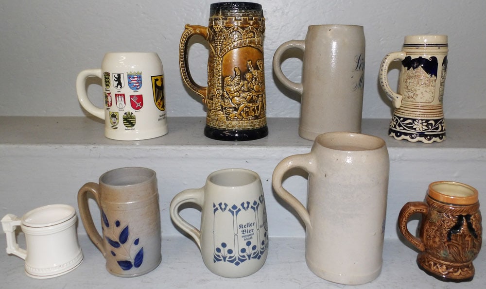Lot of German Mugs: Lot of German Mugs . Up To 8" X 7" "ALL DESCRIPTIONS AND ANY CONDITION STATEMENT GIVEN BY LANGSTON AUCTION GALLERY ARE STRICTLY OPINIONS AND LANGSTON'S SHALL HAVE NO RESPONSIBILITY FOR ERRORS OR OMISS