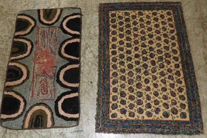 Two Antique Hook Rugs, (Up to 2' x 3')