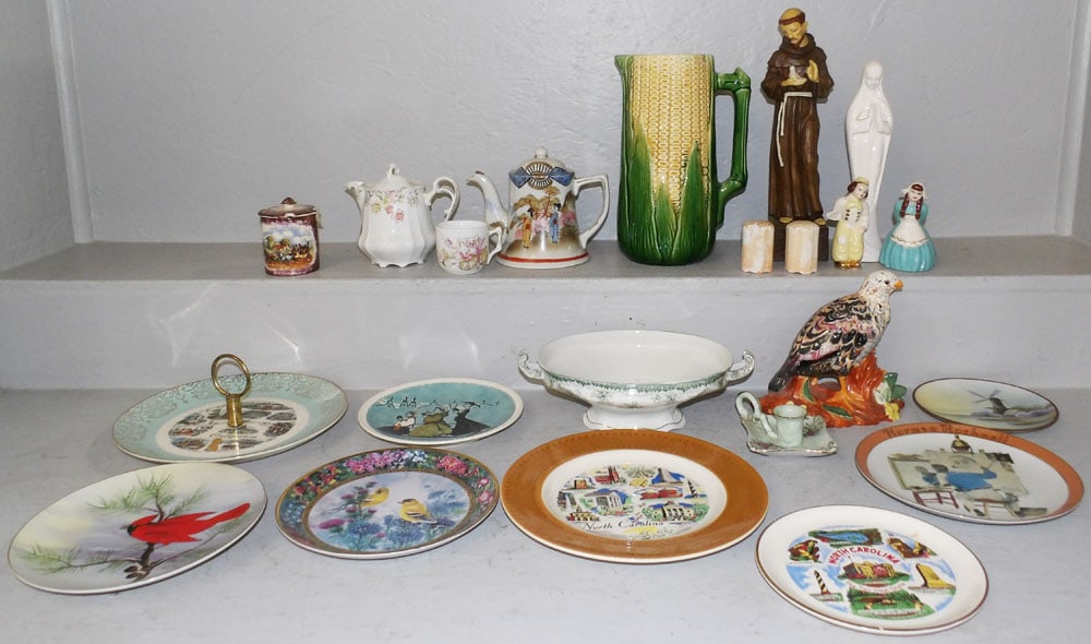 Lot of Porcelain & Pottery Items: Lot of Porcelain & Pottery Items . Up To 10" Dia "ALL DESCRIPTIONS AND ANY CONDITION STATEMENT GIVEN BY LANGSTON AUCTION GALLERY ARE STRICTLY OPINIONS AND LANGSTON'S SHALL HAVE NO RESPONSIBILITY FOR E
