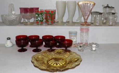 Lot of Colored Glass Items