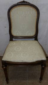 Antique Walnut & Upholstered Side Chair & Faux Bamboo Windsor Style Side Chair