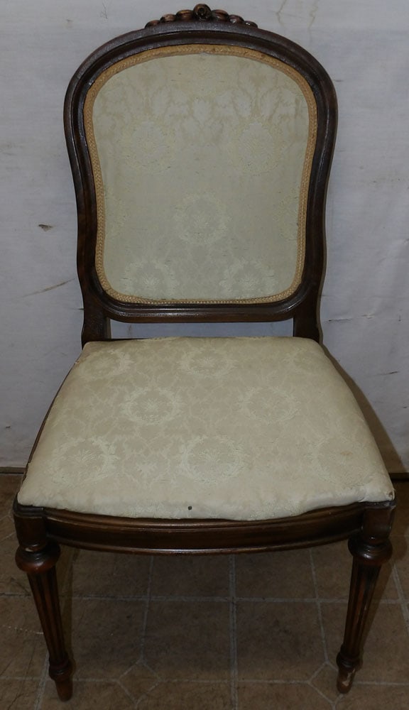 Antique Walnut & Upholstered Side Chair & Faux Bamboo Windsor Style Side Chair: Antique Walnut & Upholstered Side Chair & Faux Bamboo Windsor Style Side Chair. Up to 37" H 19" W 17 1/2" D "ALL DESCRIPTIONS AND ANY CONDITION STATEMENT GIVEN BY LANGSTON AUCTION GALLERY ARE STRICTLY