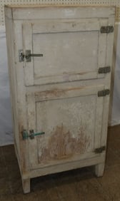 Antique Painted Wood Two Door Ice Box