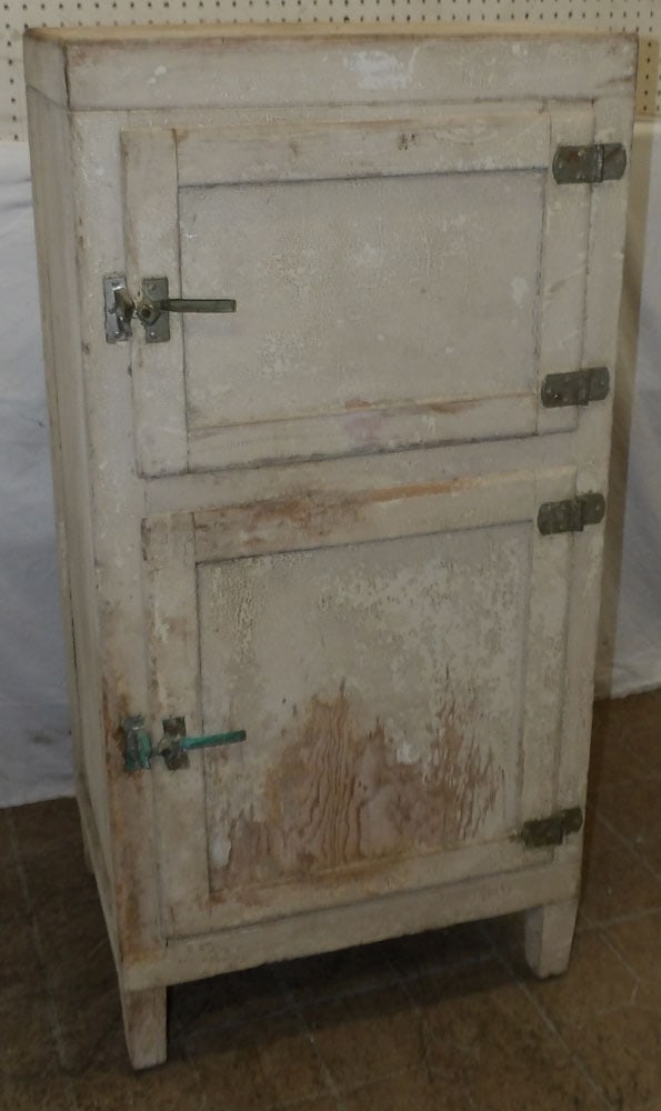 Antique Painted Wood Two Door Ice Box (1 of 3)