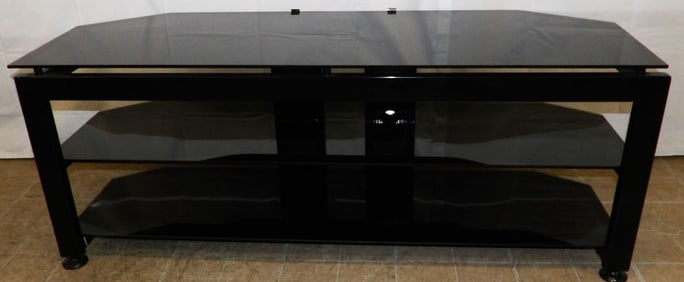 Metal & Smoked Glass Three Tier TV Stand