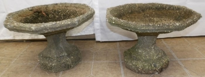 Pair of Cast Concrete Bird Baths