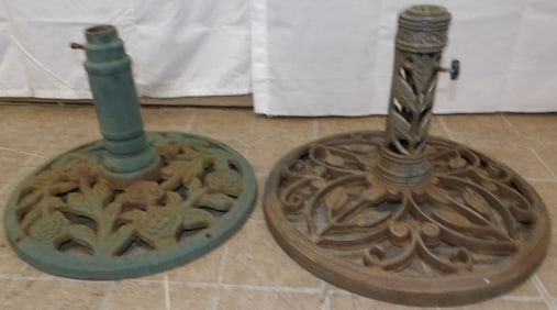Two Painted Cast Iron Umbrella Stands