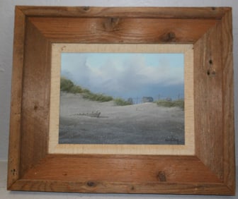 Framed Oil on Canvas Beach Scene Artist Signed