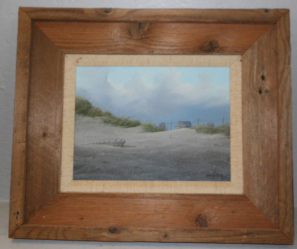Framed Oil on Canvas Beach Scene Artist Signed (1 of 5)