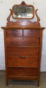 Antique Oak Gentleman's Chest with Mirror