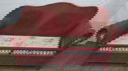 Antique Painted Wicker Love Seat