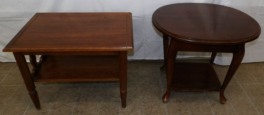 Cherry Oval End Table & Walnut End Table (1 of 6)