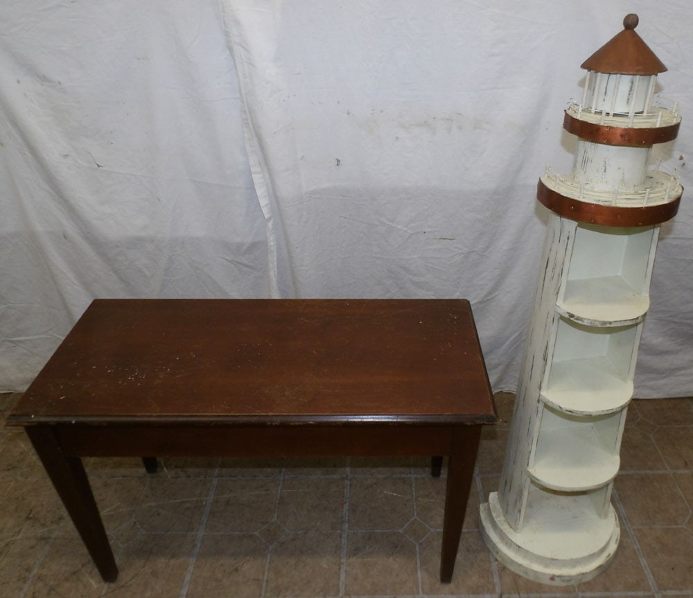 Painted Wood Lighthouse Form Shelf & Piano Bench (1 of 5)
