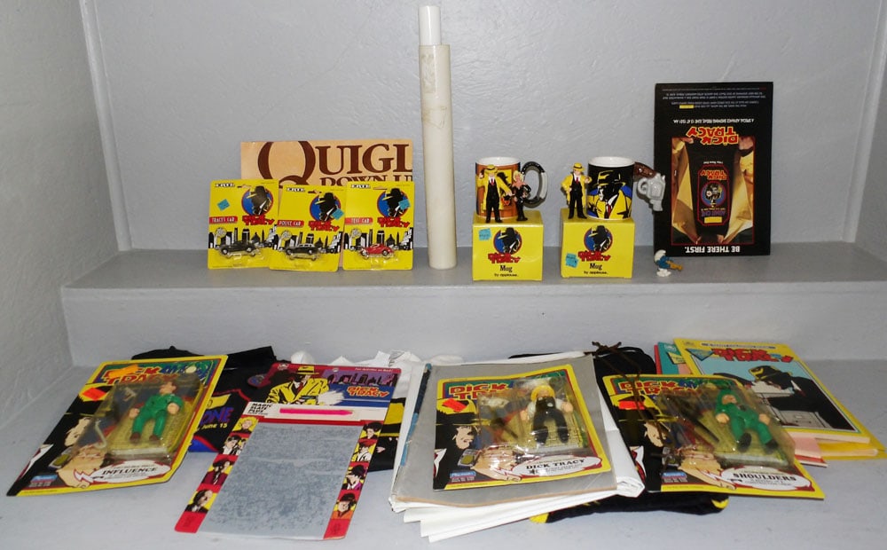 Lot Vintage Dick Tracy Action Figures And Movie Memorabilia: Lot Vintage Dick Tracy Action Figures And Movie Memorabilia. Up to 25" x 18" "ALL DESCRIPTIONS AND ANY CONDITION STATEMENT GIVEN BY LANGSTON AUCTION GALLERY ARE STRICTLY OPINIONS AND LANGSTON'S SHALL