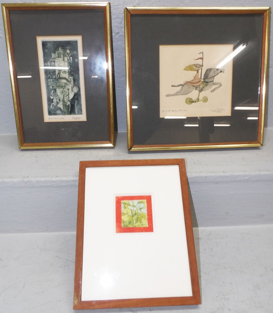 Lot Pencil Signed & Numbered Block Prints: Lot Pencil Signed & Numbered Block Prints. Up to 12 3/4" x 13" "ALL DESCRIPTIONS AND ANY CONDITION STATEMENT GIVEN BY LANGSTON AUCTION GALLERY ARE STRICTLY OPINIONS AND LANGSTON'S SHALL HAVE NO RESPON