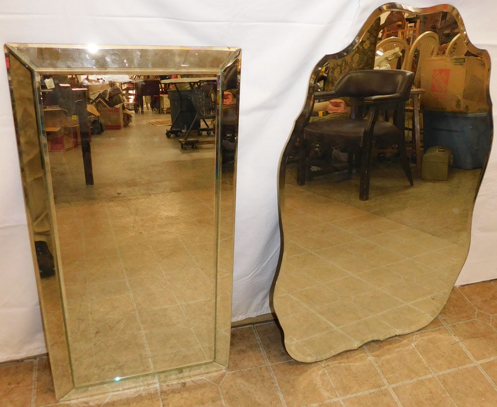 Two Mirrors: Two Mirrors. 38 1/4" x 25 1/2" "ALL DESCRIPTIONS AND ANY CONDITION STATEMENT GIVEN BY LANGSTON AUCTION GALLERY ARE STRICTLY OPINIONS AND LANGSTON'S SHALL HAVE NO RESPONSIBILITY FOR ERRORS OR OMISSIONS
