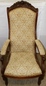 Carved Walnut Victorian Arm Chair