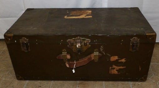 Antique Metal Bound Foot Locker