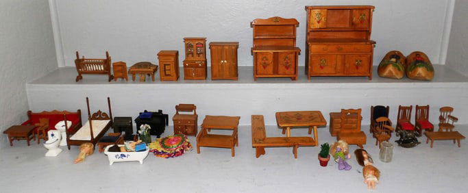 Lot Wooden Doll Furniture - Wooden Shoes