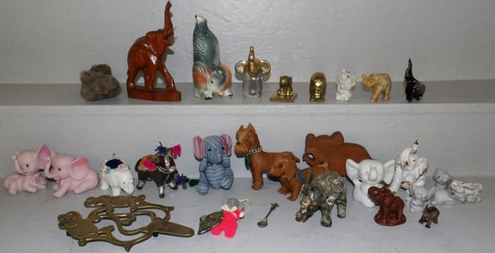 Lot Porcelain - Wood - Metal Figurines
